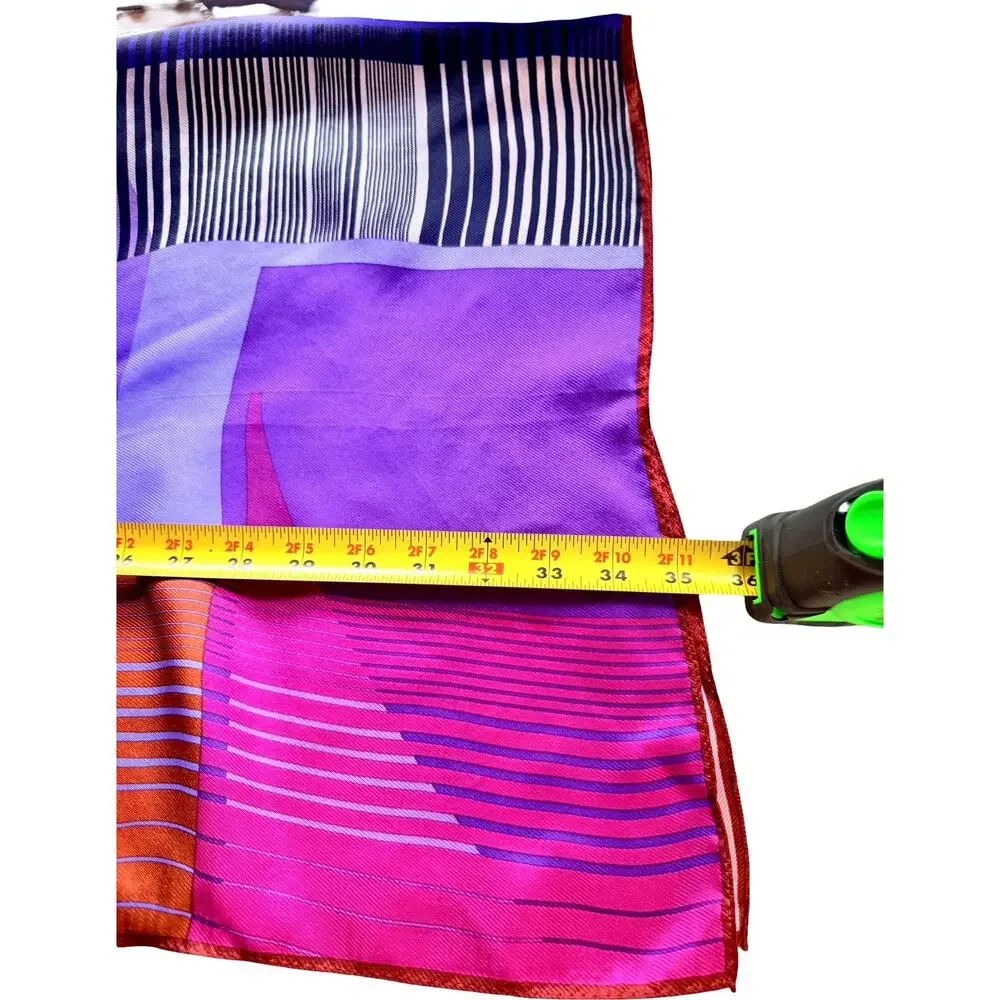 Vintage Echo 1980s Silk Geometric Color Block Abstract Scarf Purple Pink 35 x 35